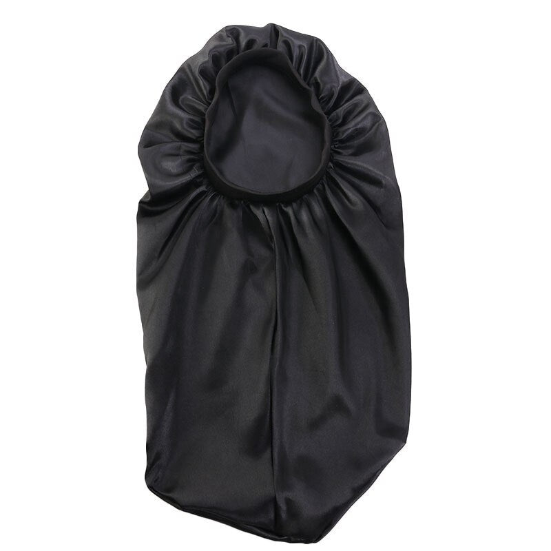 Long satin bonnet. Black satin bonnet