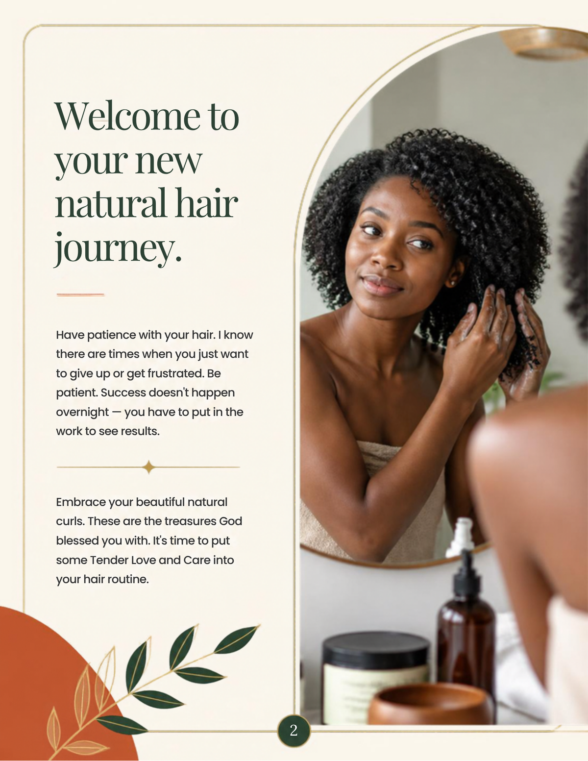 Inside the eBook: welcome page on starting your natural hair journey