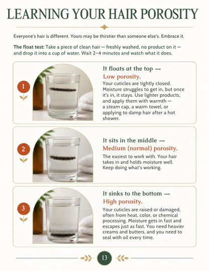 Inside the eBook: learning your hair porosity with the float test